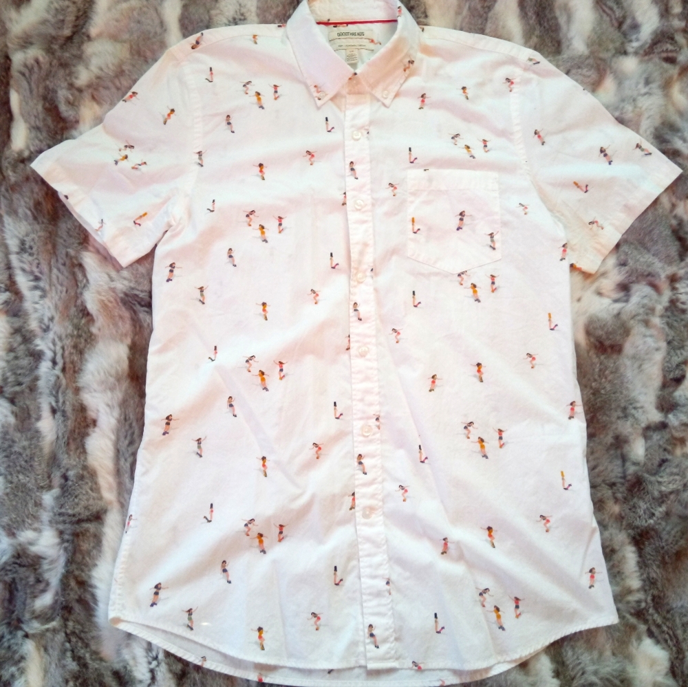 Skateboard Pattern Men's Button-up